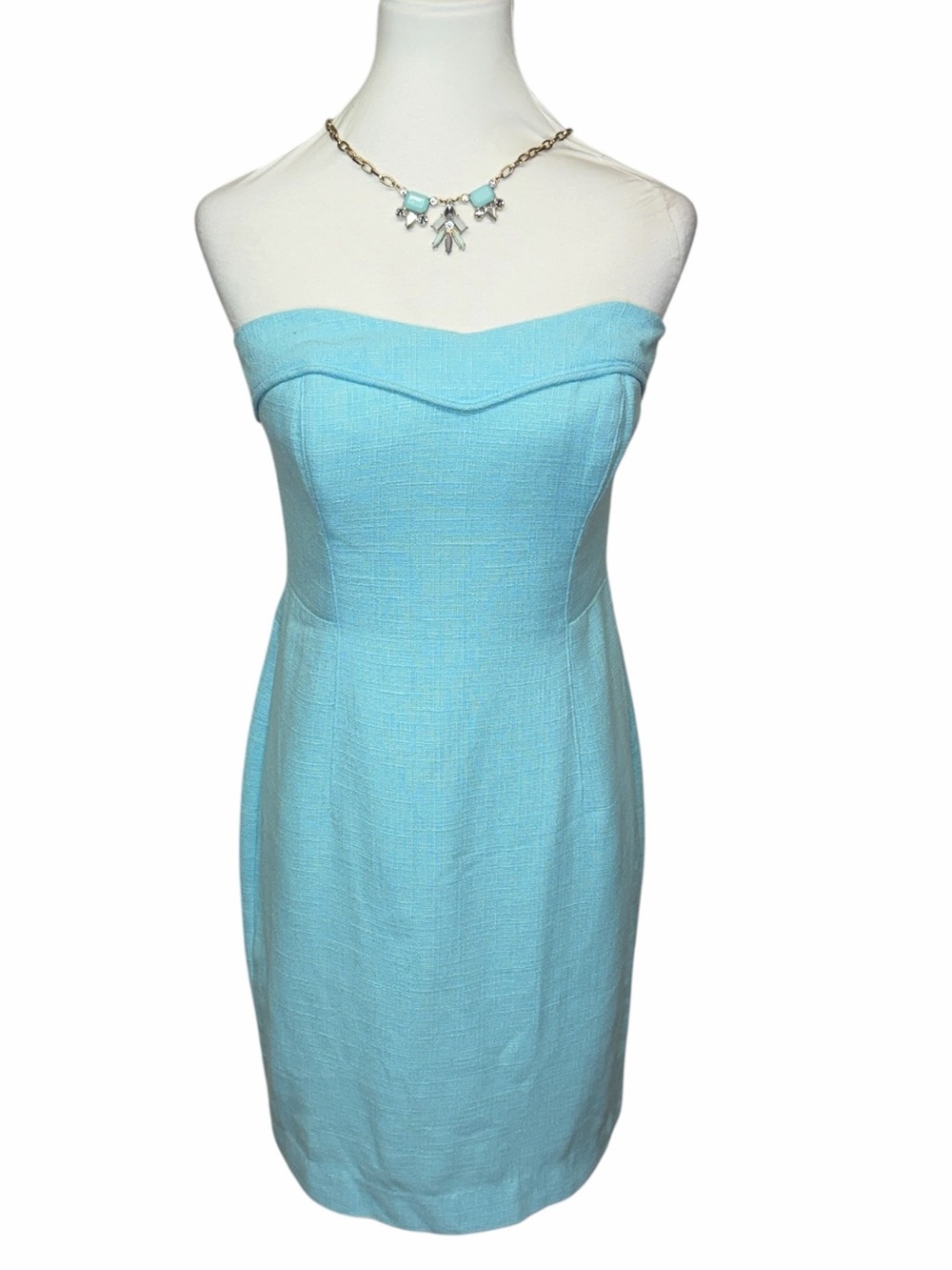 Lilly Pulitzer Strapless Light Blue Sheath Dress - Picture 2 of 9